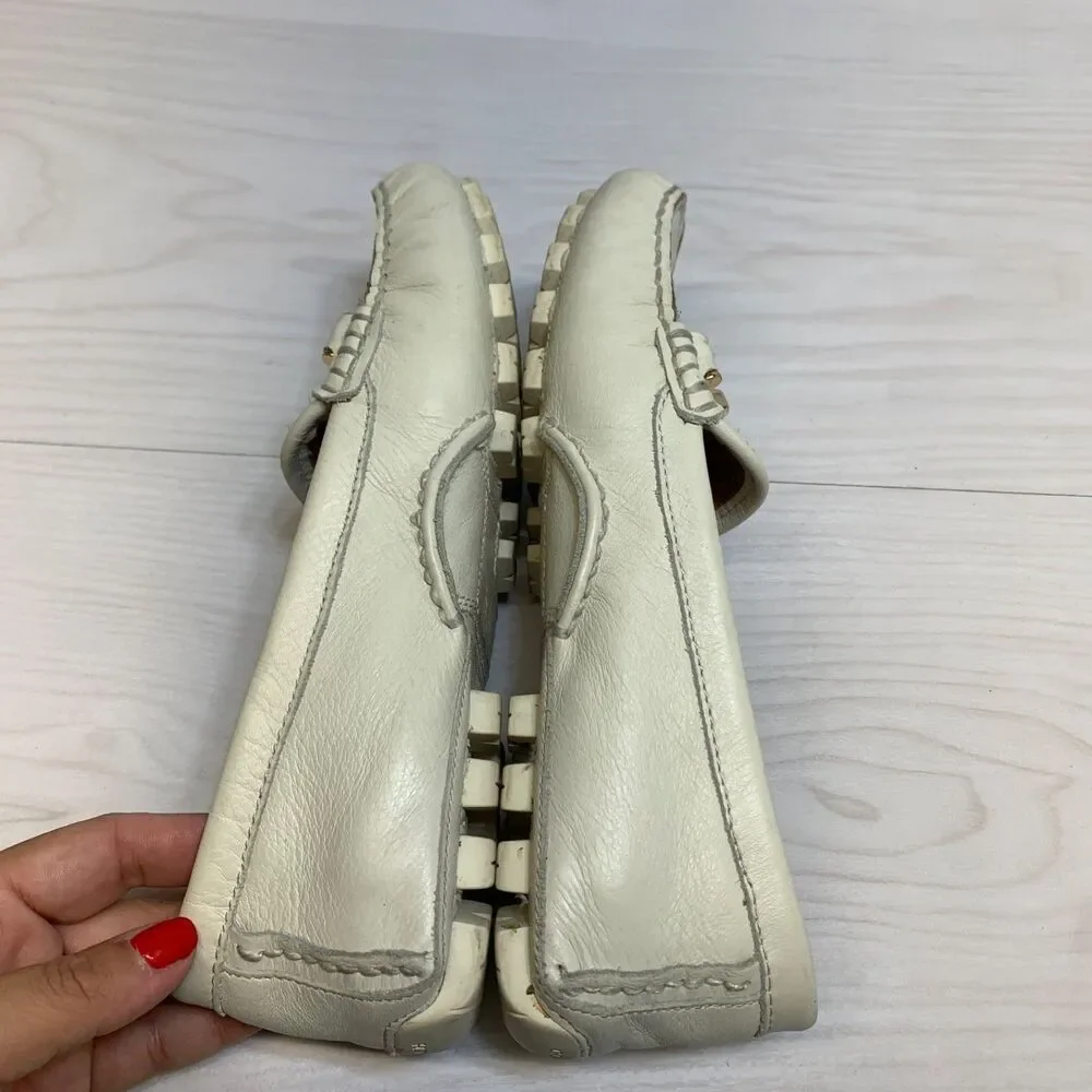 Coach Arlene Loafers‎ Women Ivory Pebbled Grain Leather Penny Driving Size 7B